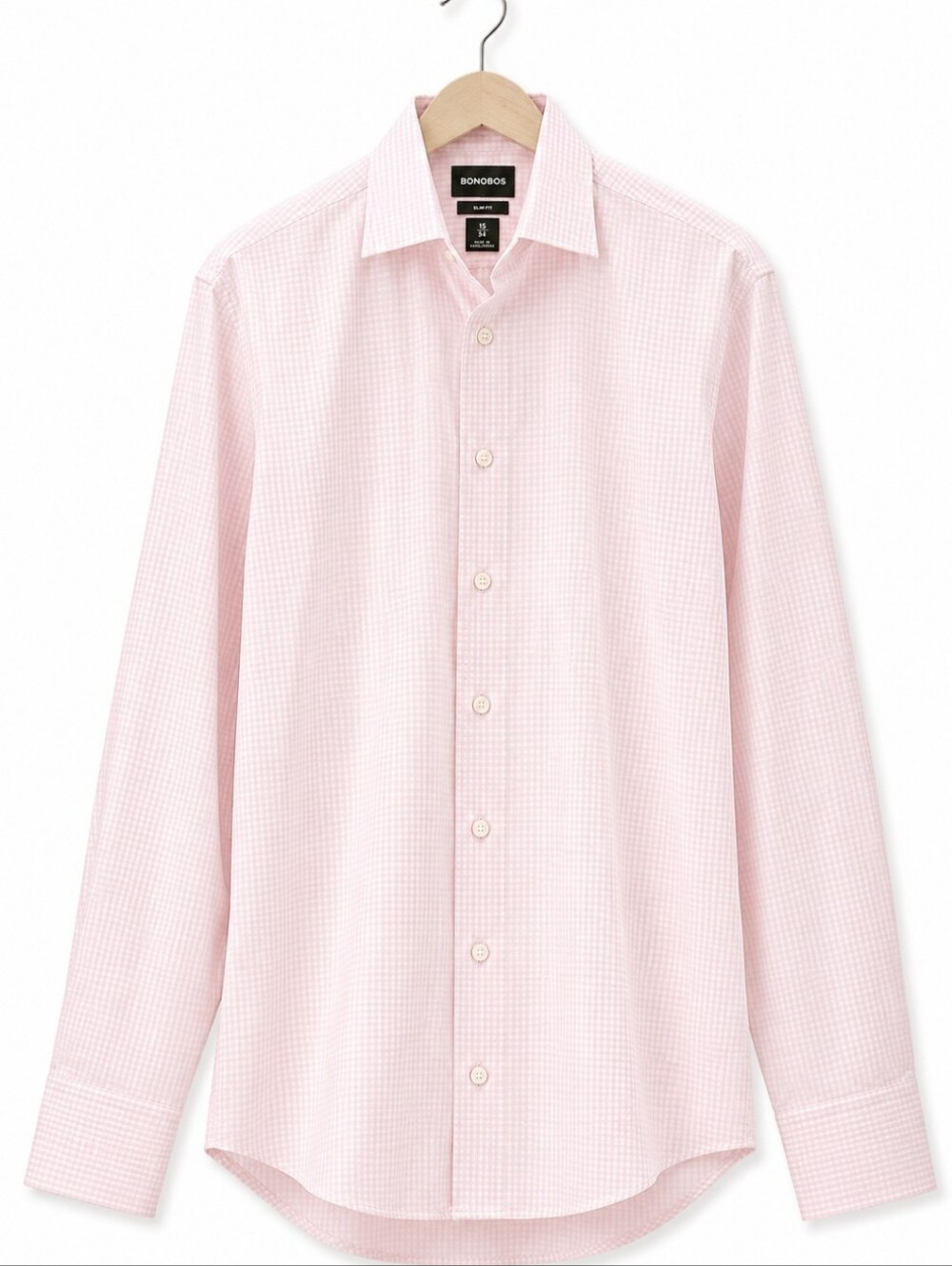 Bonobos Slim Fit Button Down Shirt Pink Stripe Men’s 15 / 34 Stretch Cotton